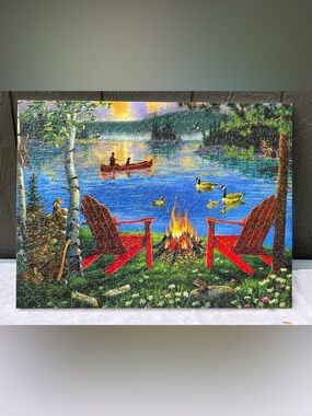 Adirondack Chairs and Fire Ki Puzzles 550pc complete puzzle on canvas 24x18 inch